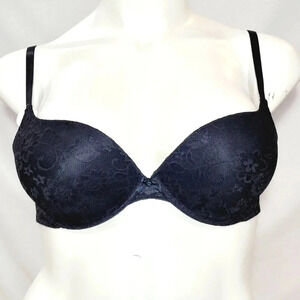 32AA Xhilaration Lace T-Shirt Push-Up Plunge UW Bra Black NWT‎